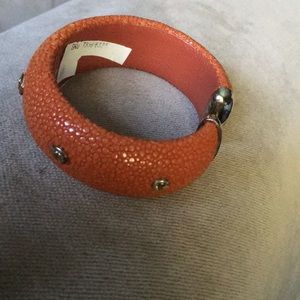 Nieman Marcus Senti leather silver cuff